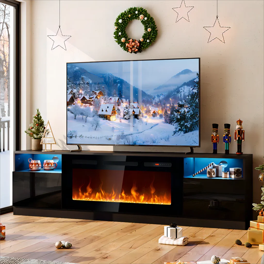 How I Created a Cozy Living Room Without Overspending janyriah+tv+stand+for+tvs+up+to+80 +with+36 +fireplace+included,+modern+entertainment+center 1198159608
